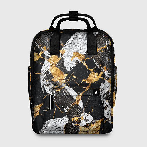 Женский рюкзак Черно-белый змеиный паттерн / 3D-принт – фото 1