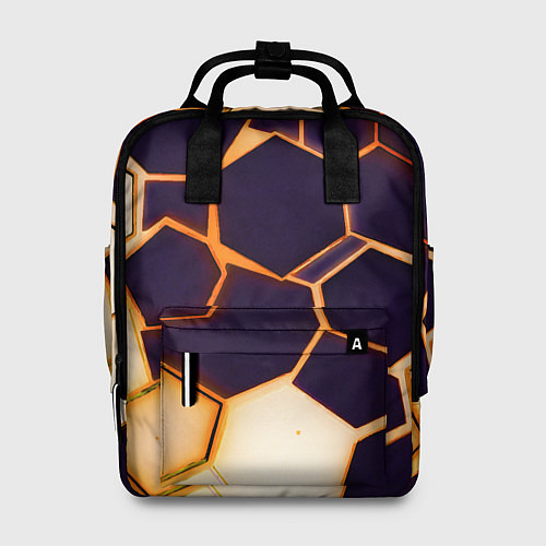Женский рюкзак Чёрные шестиугольники на чёрном фоне / 3D-принт – фото 1