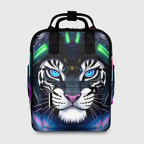 Женский рюкзак Яркий неоновый кибер тигр / 3D-принт – фото 1
