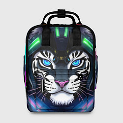 Женский рюкзак Яркий неоновый кибер тигр