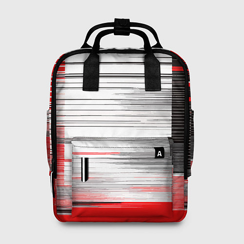 Женский рюкзак Чёрные вертикальные полосы на красно-белом фоне / 3D-принт – фото 1