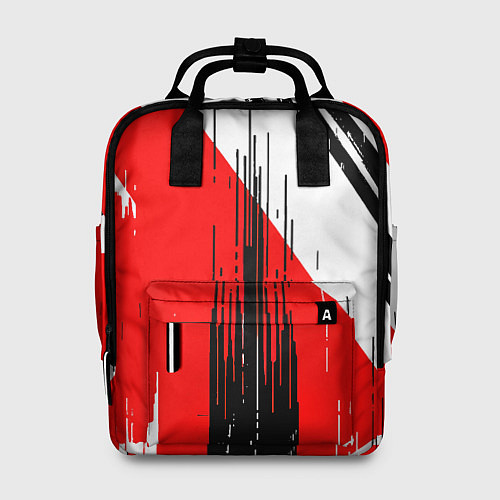 Женский рюкзак Вертикальные чёрные линии на красно-белом фоне / 3D-принт – фото 1