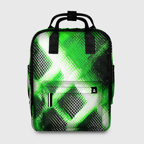 Женский рюкзак Зелёная сеть на чёрном фоне / 3D-принт – фото 1