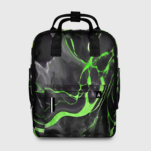 Женский рюкзак Зелёно-чёрный мрамор / 3D-принт – фото 1