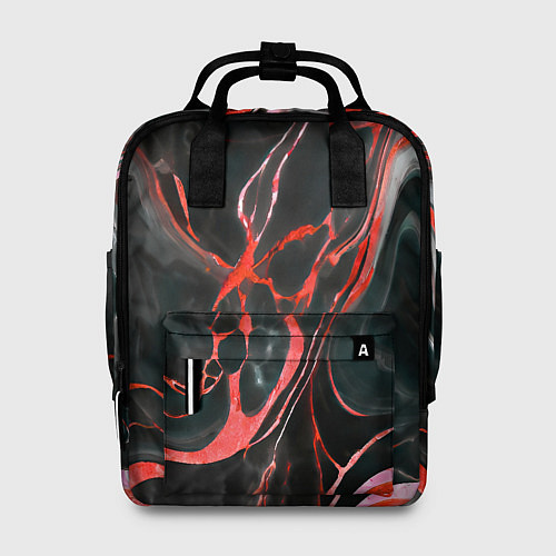 Женский рюкзак Красно-чёрный мрамор / 3D-принт – фото 1