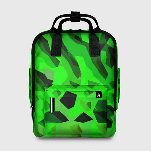 Женский рюкзак Чёрно-зелёная пористая абстракция / 3D-принт – фото 1