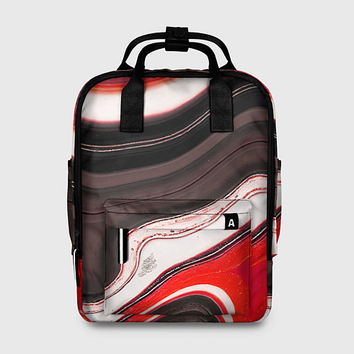 Женский рюкзак Волнистые горизонтальные чёрно-красные полосы на б / 3D-принт – фото 1