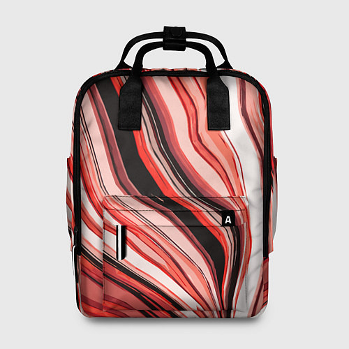 Женский рюкзак Волнистые вертикальные чёрно-красные полосы / 3D-принт – фото 1