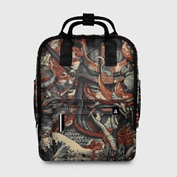 Рюкзак женский Драконы и самураи в стиле ирезуми, цвет: 3D-принт