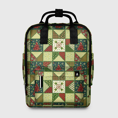 Женский рюкзак Лоскутный рождественский узор / 3D-принт – фото 1