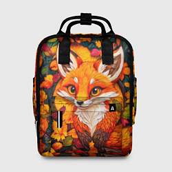 Рюкзак женский Лисенок в осенних листьях, цвет: 3D-принт