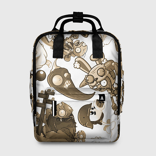 Женский рюкзак Растения против зомби в бежевых тонах / 3D-принт – фото 1