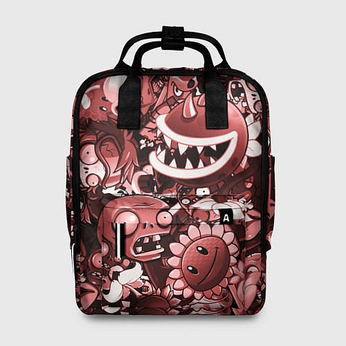 Женский рюкзак Растения против зомби в красном цвете / 3D-принт – фото 1