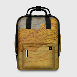 Рюкзак женский Золотые волны на сером текстура, цвет: 3D-принт