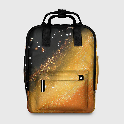 Женский рюкзак Черно-оранжевая блестящая текстура / 3D-принт – фото 1