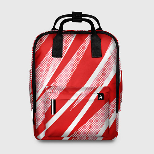 Женский рюкзак Красно-белый абстракция с полосами / 3D-принт – фото 1