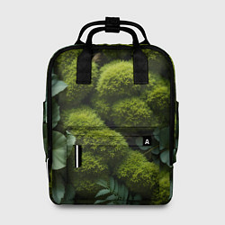 Рюкзак женский Зеленый мох и листья, цвет: 3D-принт