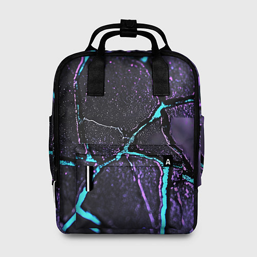 Женский рюкзак Фиолетовые плиты с голубым свечением / 3D-принт – фото 1