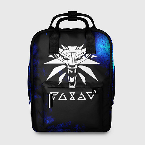 Женский рюкзак Ведьмак лого синие краски / 3D-принт – фото 1