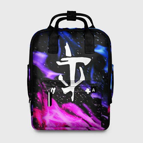 Женский рюкзак Doom flame neon / 3D-принт – фото 1