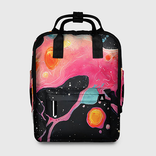 Женский рюкзак Розовая текстура в черном / 3D-принт – фото 1