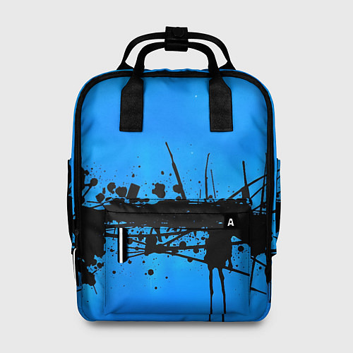 Женский рюкзак Черные брызги краски на синем / 3D-принт – фото 1