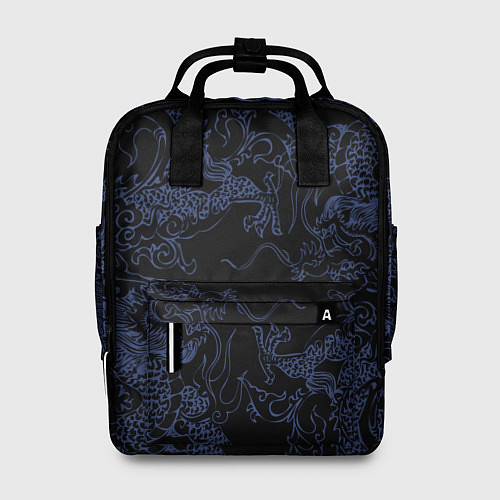 Женский рюкзак Синий дракон на черном / 3D-принт – фото 1