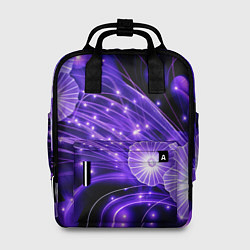 Рюкзак женский Силуэты цветов на темном фоне - фиолетовое свечени, цвет: 3D-принт
