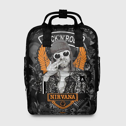 Женский рюкзак Nirvana Курт Кобейн на фоне гитар / 3D-принт – фото 1