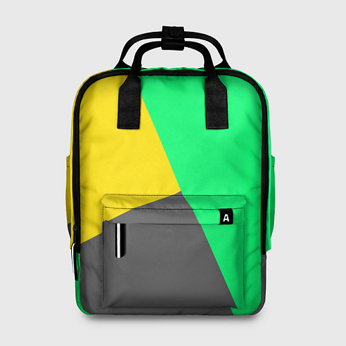 Женский рюкзак Жёлто-серо-зелёный трёхцветный / 3D-принт – фото 1