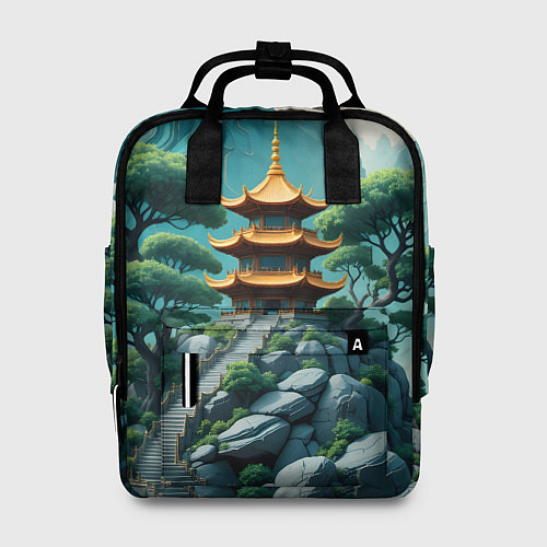 Женский рюкзак Буддийский храм в горах / 3D-принт – фото 1