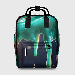 Рюкзак женский Текстура стекающая зеленая клякса, цвет: 3D-принт