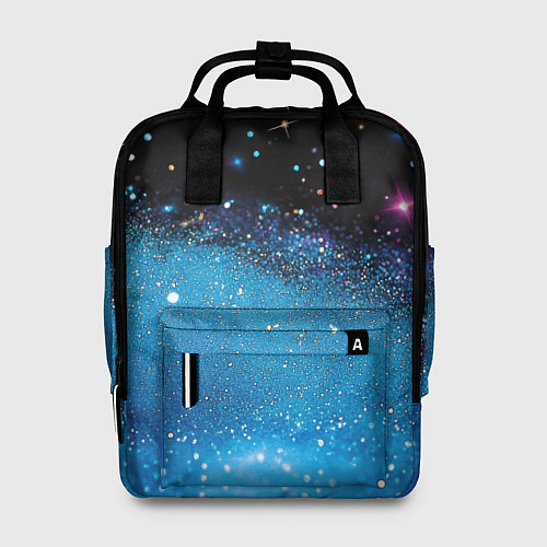 Женский рюкзак Синяя текстура из блестящих звездочек / 3D-принт – фото 1
