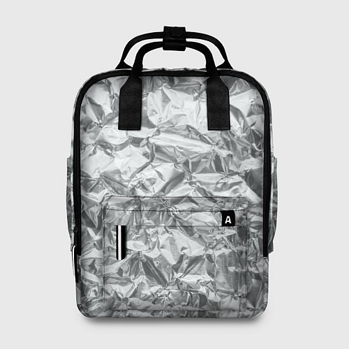 Женский рюкзак Серебряная фольга - мятая текстура / 3D-принт – фото 1
