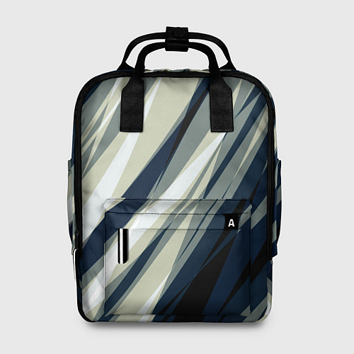 Женский рюкзак Синий с оливковым диагональные полосы / 3D-принт – фото 1