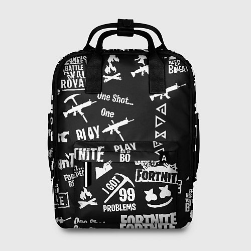 Женский рюкзак Черно белые логотипы игр / 3D-принт – фото 1