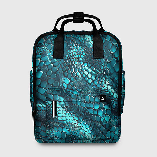 Женский рюкзак Бирюзовая чешуя рептилии - абстрактный паттерн / 3D-принт – фото 1