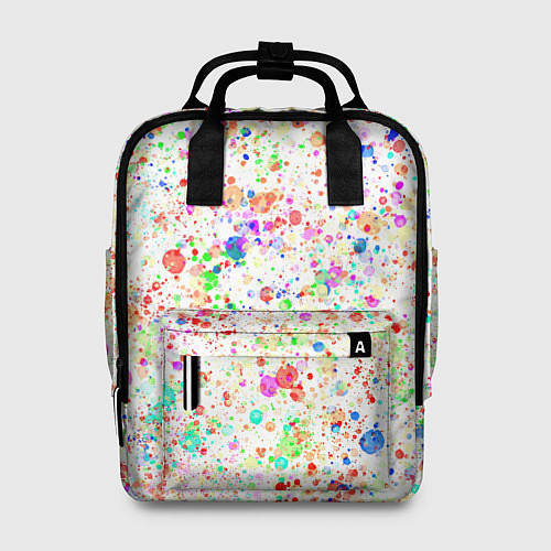 Женский рюкзак Белый с разноцветными брызгами / 3D-принт – фото 1