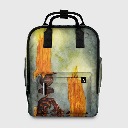 Женский рюкзак Две горящие свечи в темноте / 3D-принт – фото 1