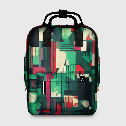 Женский рюкзак Абстракция красно-зелёный геометричный / 3D-принт – фото 1