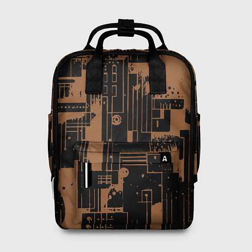 Женский рюкзак Чёрно-коричневый абстракция геометричный / 3D-принт – фото 1