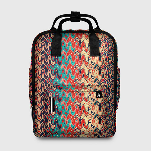 Женский рюкзак Красно-синий искажённые полосы узор / 3D-принт – фото 1