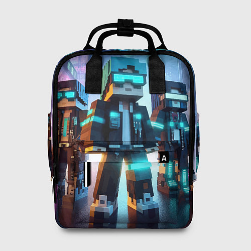Женский рюкзак Minecraft - neon metropolis ai art / 3D-принт – фото 1
