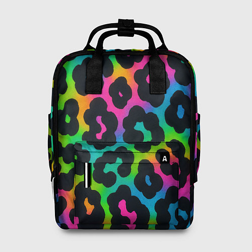 Женский рюкзак Леопардовый узор на разноцветном фоне / 3D-принт – фото 1