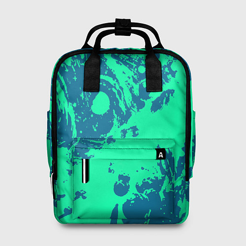 Женский рюкзак Сине-зелёный абстракция краски / 3D-принт – фото 1