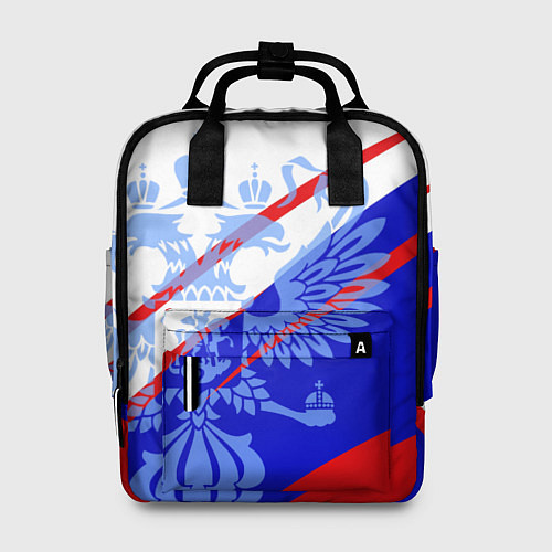 Женский рюкзак Герб на фоне цветов флага бело-сине-красный / 3D-принт – фото 1
