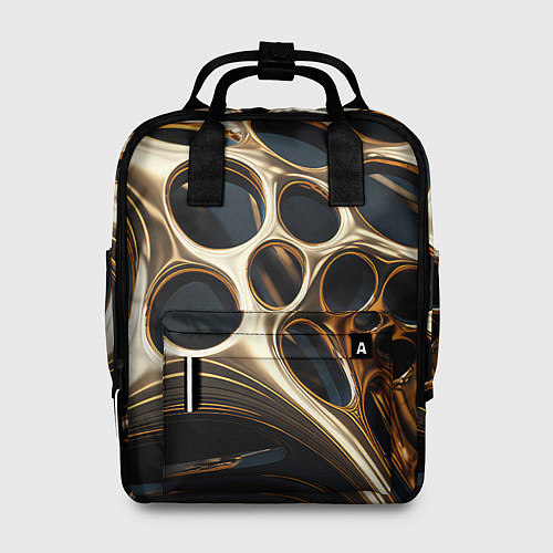 Женский рюкзак Черно-золотая абстракция / 3D-принт – фото 1
