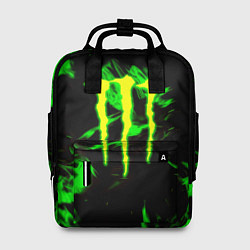 Рюкзак женский Monster energy кислотное лого огонь, цвет: 3D-принт