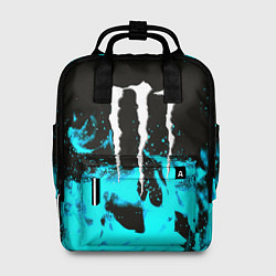 Рюкзак женский Monster energy голубой огонь, цвет: 3D-принт