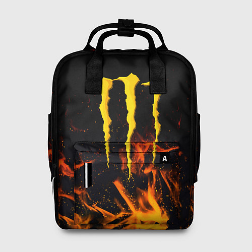 Женский рюкзак Monster energy orange fire / 3D-принт – фото 1